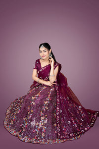 Mulberry embroidary work  half saree