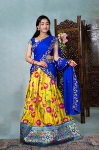 Floral Print And Paitani Border Half Saree