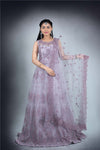 Lavender Colour Net Chudidar Kali