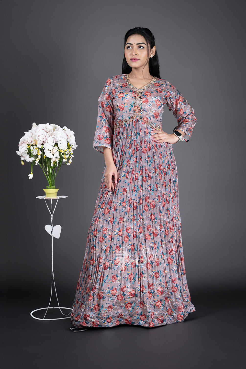 Muslin floral print chudidar kali