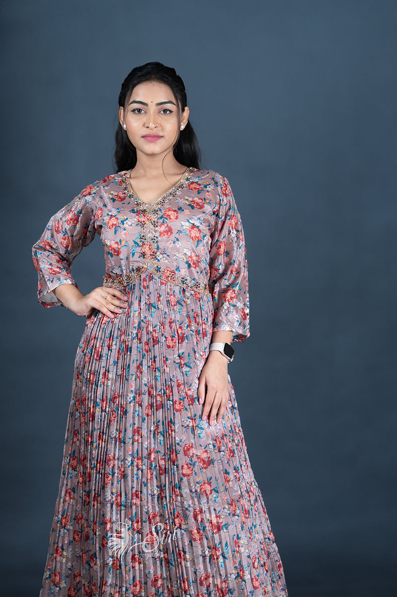 Muslin floral print chudidar kali