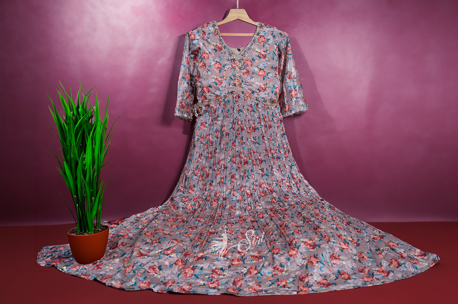 Muslin floral print chudidar kali