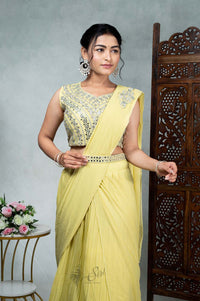 Georgette Thread And Mirror Work One Minute Saree