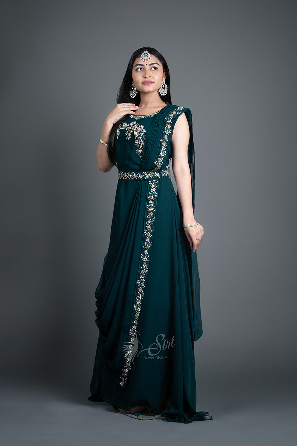 Dark Green Colour georgette chudidar kali