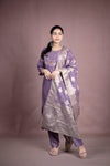 Lavender colour chanderi salwar straight cut