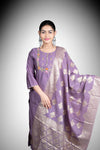 Lavender colour chanderi salwar straight cut
