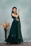 Georgette Bottle Green Chudidhar Kali