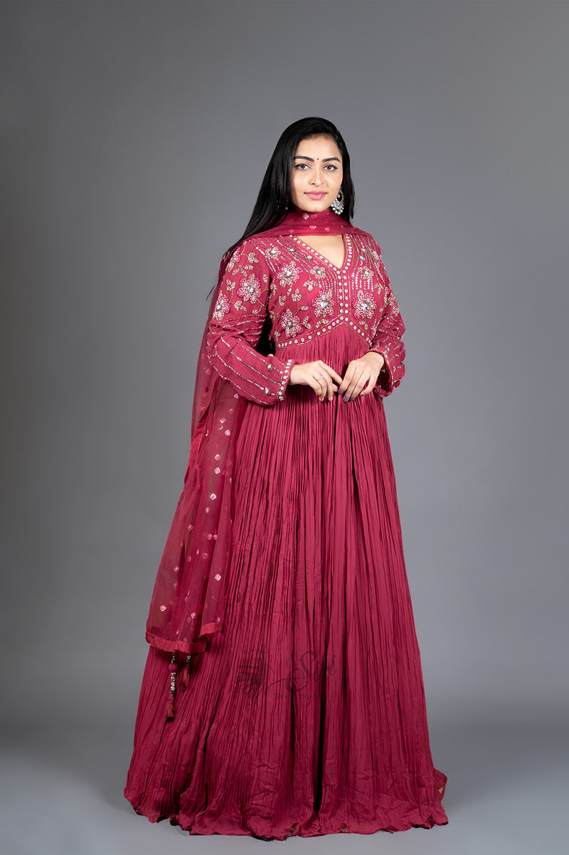 Pink Colour Georgette Chudidar Kali