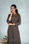 Crape Silk Stone Work  Straight Cut Kurti