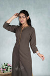 Crape Silk Stone Work  Straight Cut Kurti