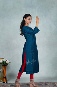 Fancy Terry Cotton Thread And Mirror Work Kurti