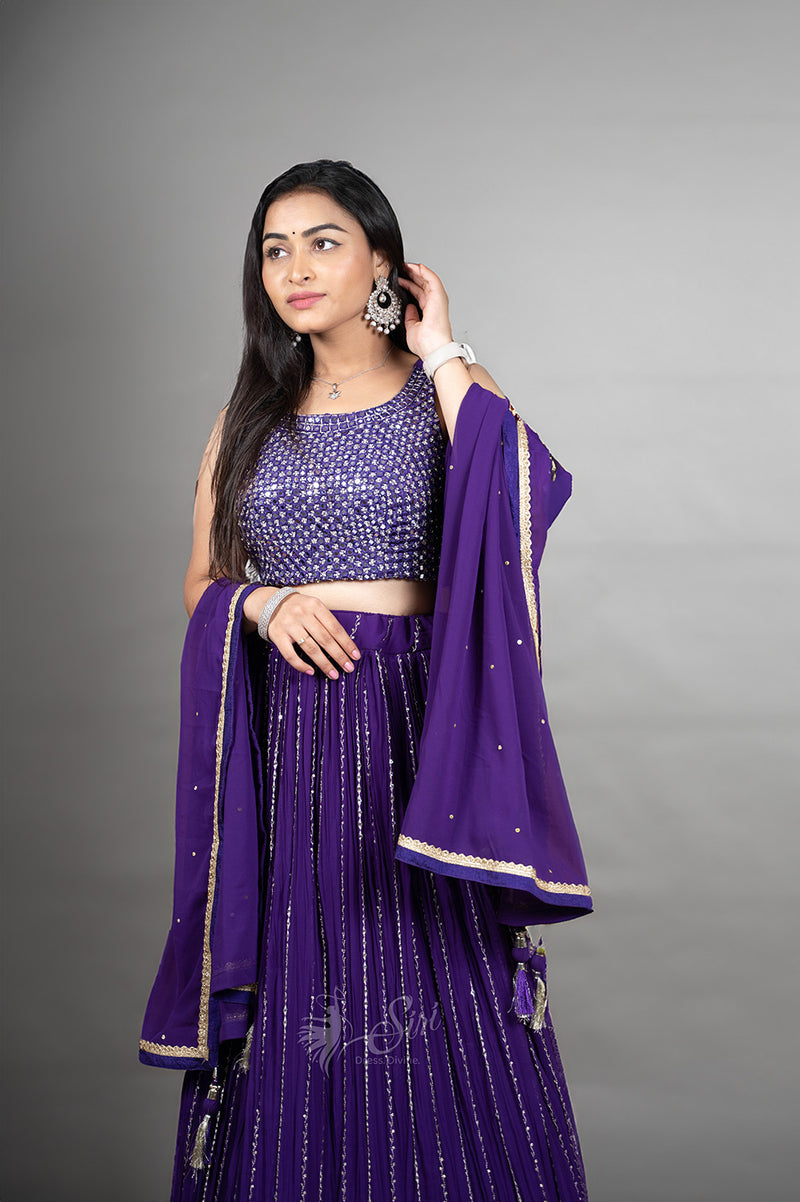 Purple Colour Georgette Crop Top