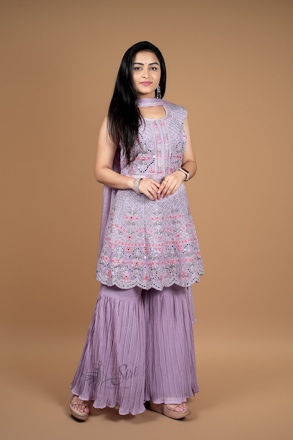 Lavender Colour Partywear Palazo Set