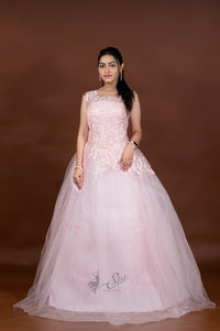 Peach Colour Net Chudidar Kali