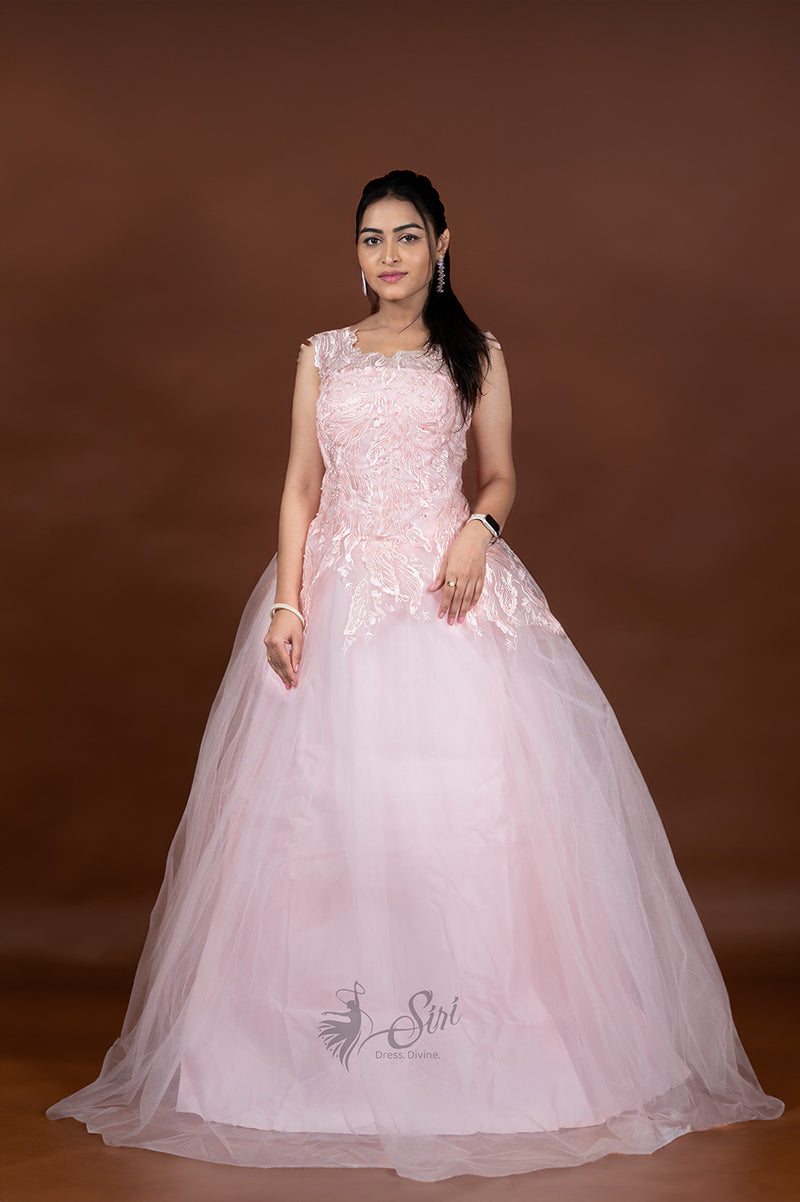 Peach Colour Net Chudidar Kali