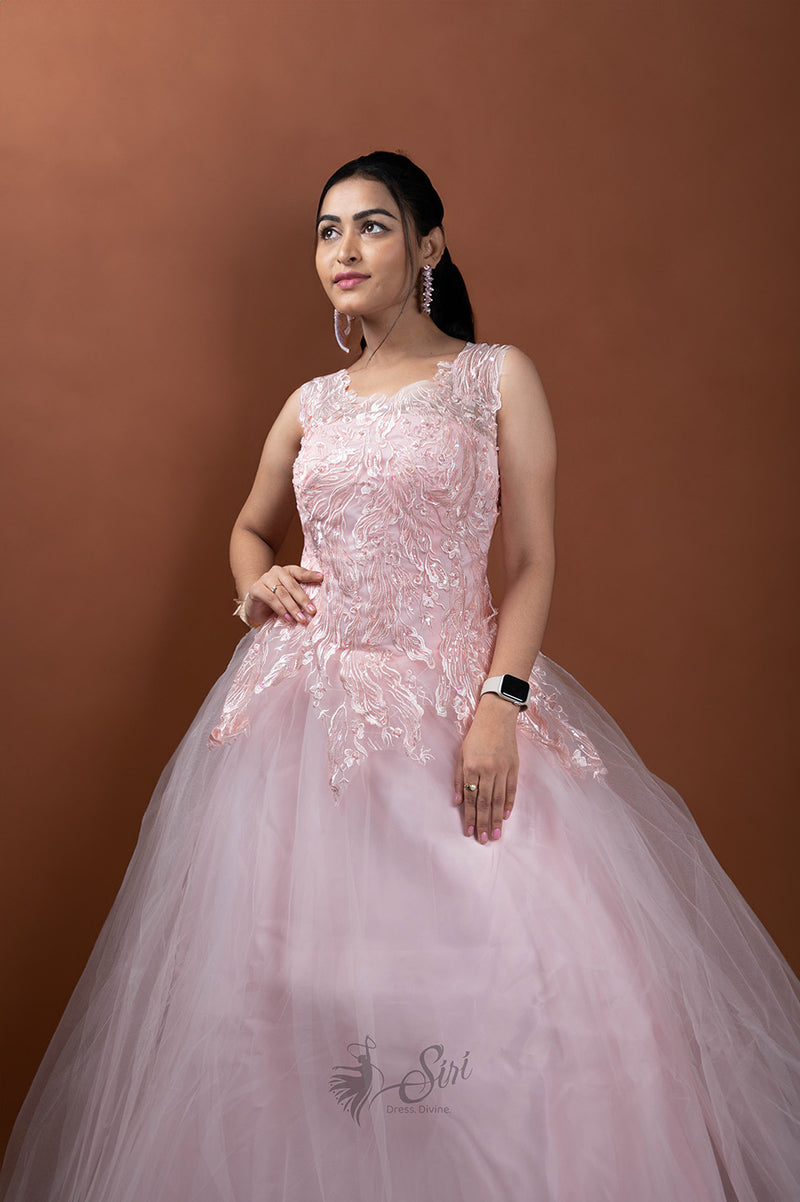 Peach Colour Net Chudidar Kali