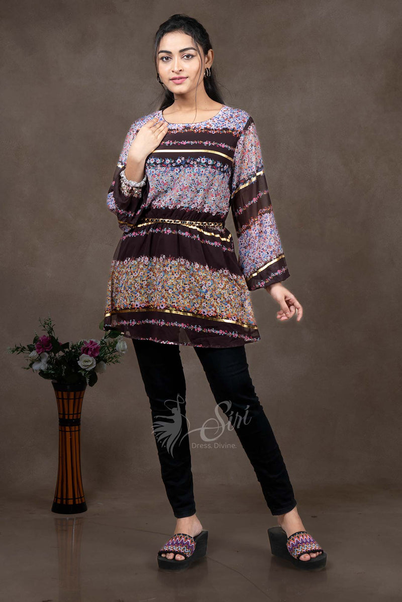 Multi Colour Georgette Westren Top