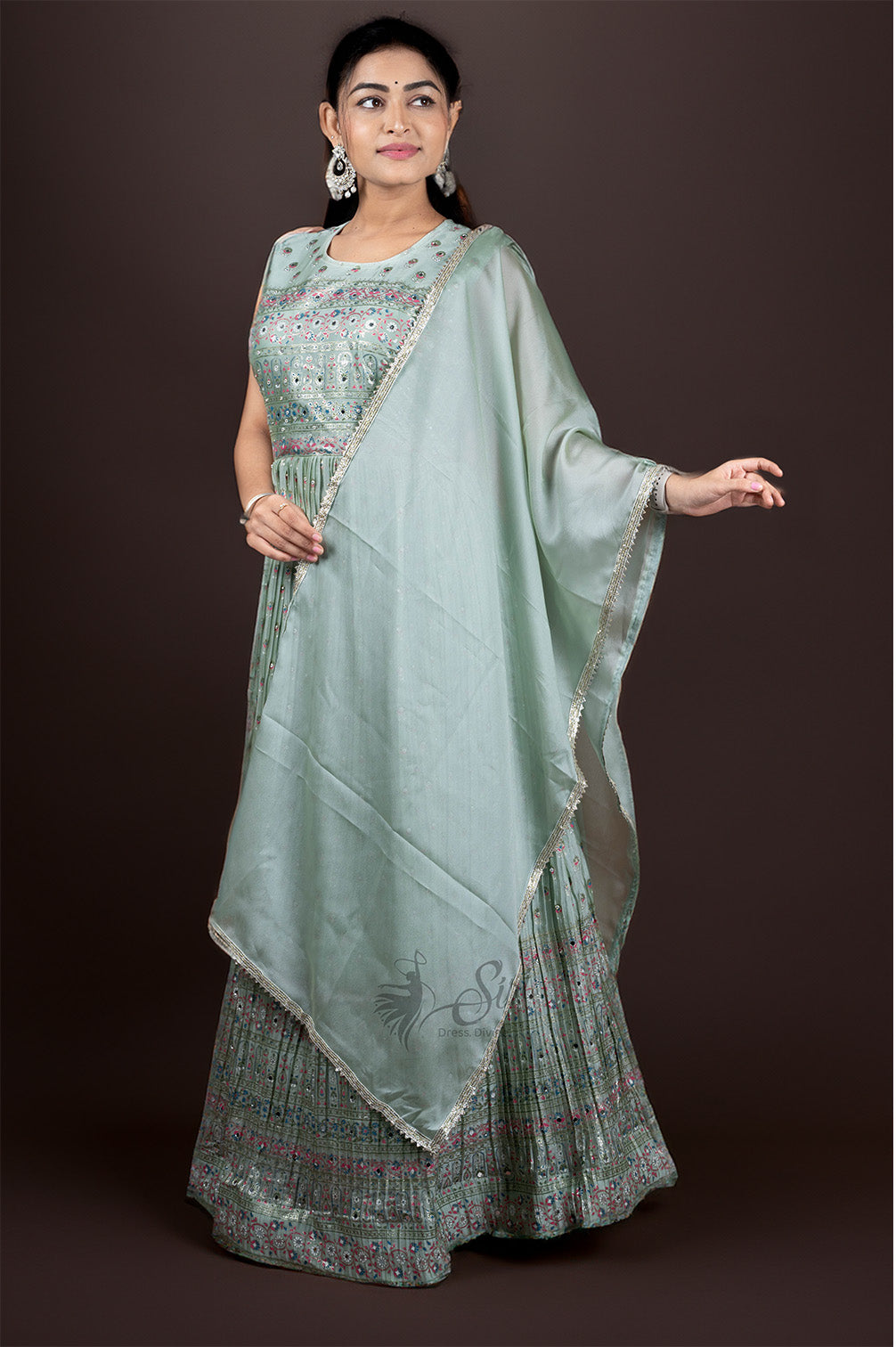 Morning blue colour Crape chudidar kali