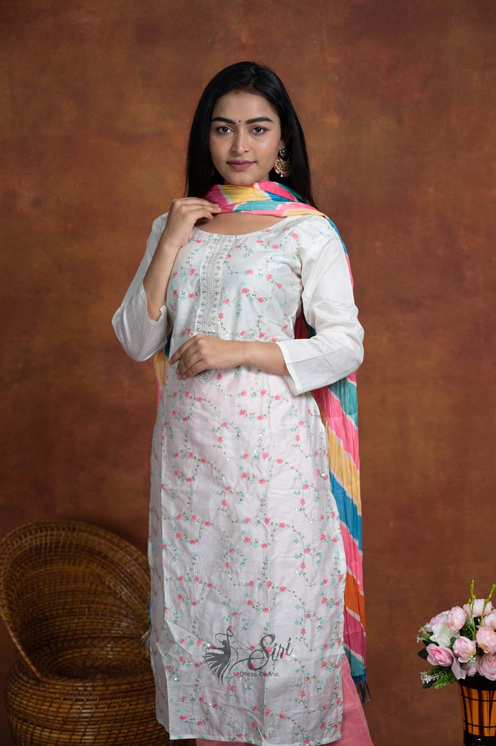 Chandheri Top Bottom Dupatta Set