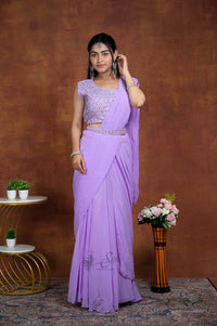 Silver Thread And Stone Work With A Beautiful Waist Belt One Minute Saree