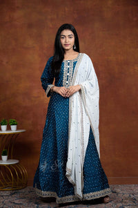 Navy Blue Cotton Chudidar Kali