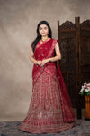 Red Colour Heavy Thread And Embroidary Work Half Saree