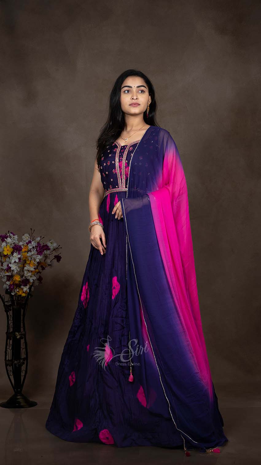 Raw Silk Blue Color Chudidar Kali