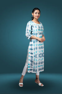 White rayon silk straight cut kurti