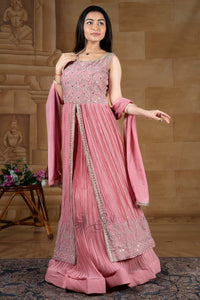 Dark Peach Silver Zari Work Chudidar Kali