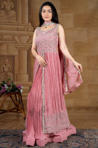 Dark Peach Silver Zari Work Chudidar Kali