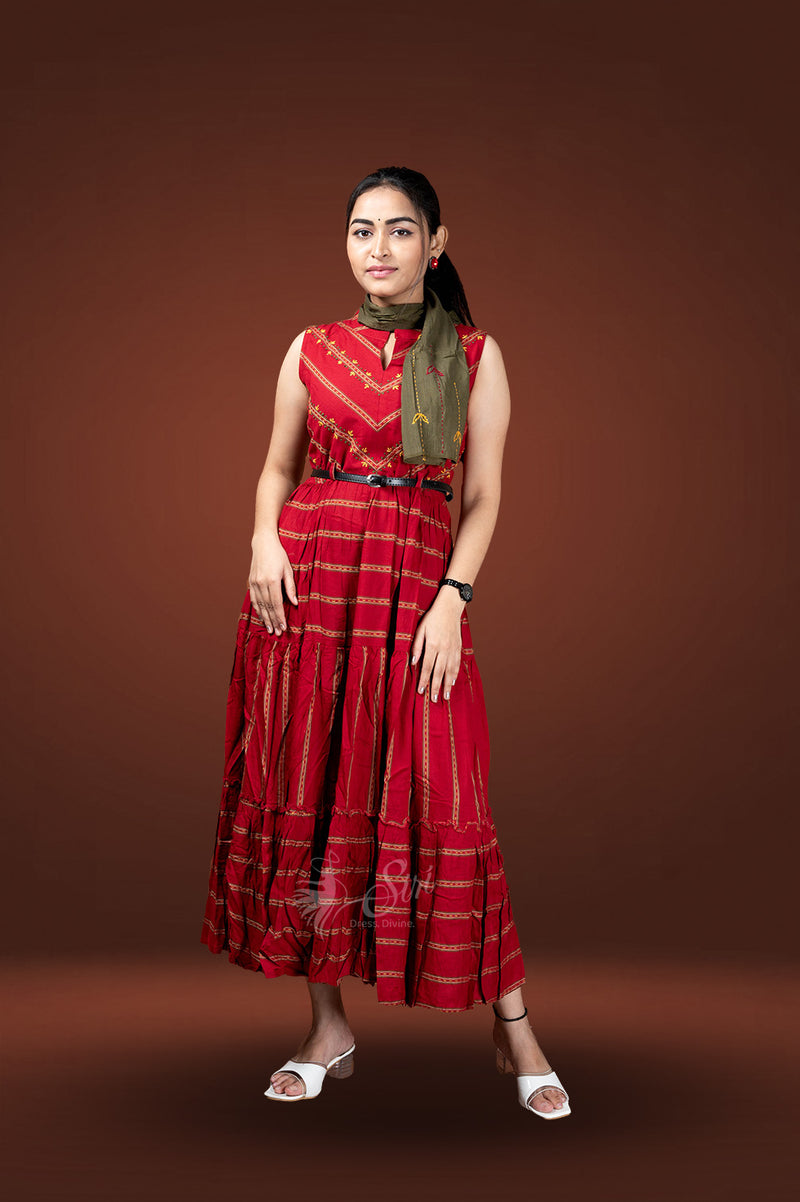 Cherry red colour rayon kurti