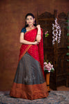 Teal Blue Hallf Saree
