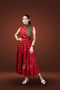 Cherry red colour rayon kurti