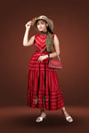 Cherry red colour rayon kurti