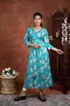 Sky Blue Colour Floral Print Kurti