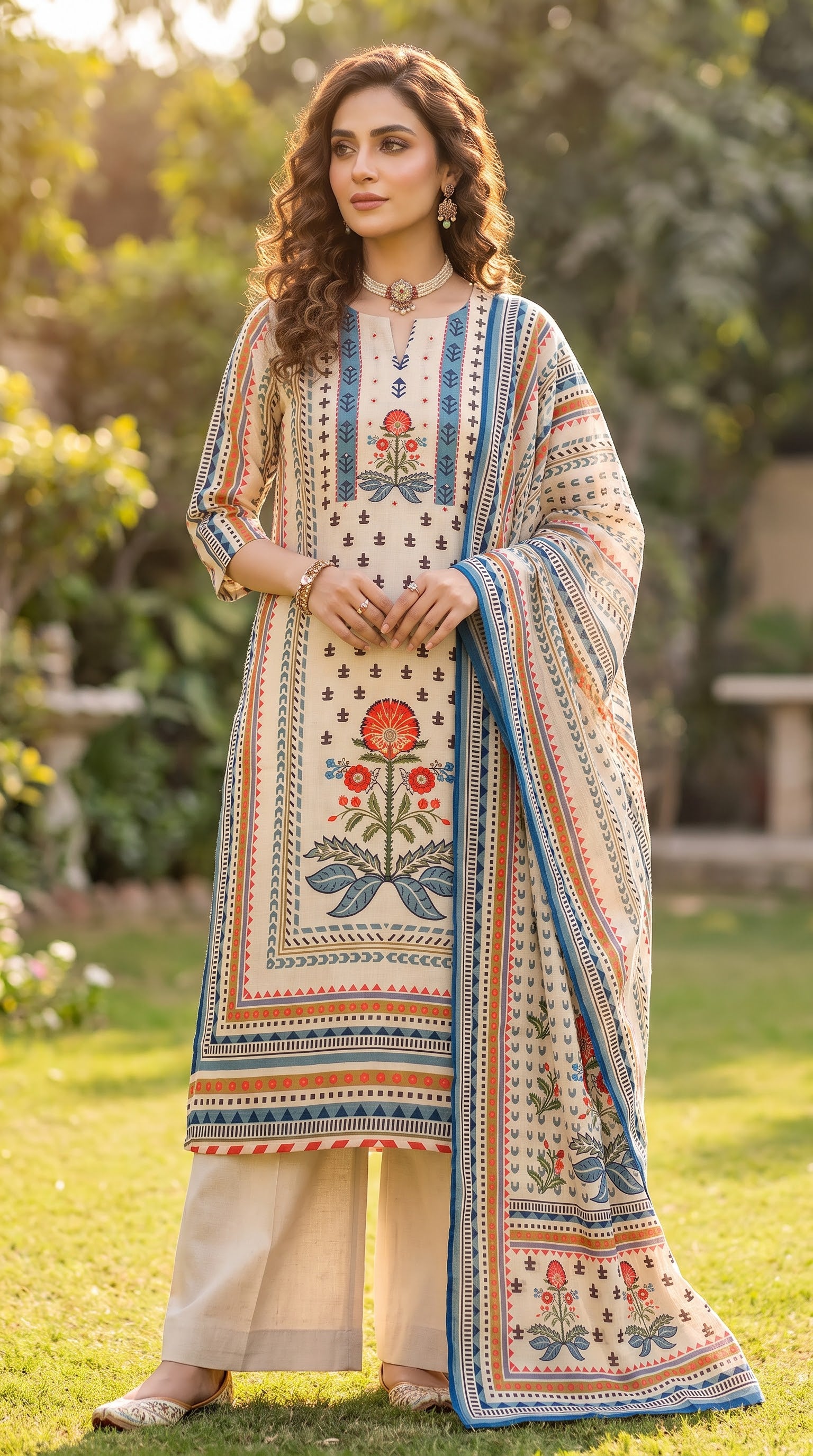 3 Pcs Bottom Dupatta Set