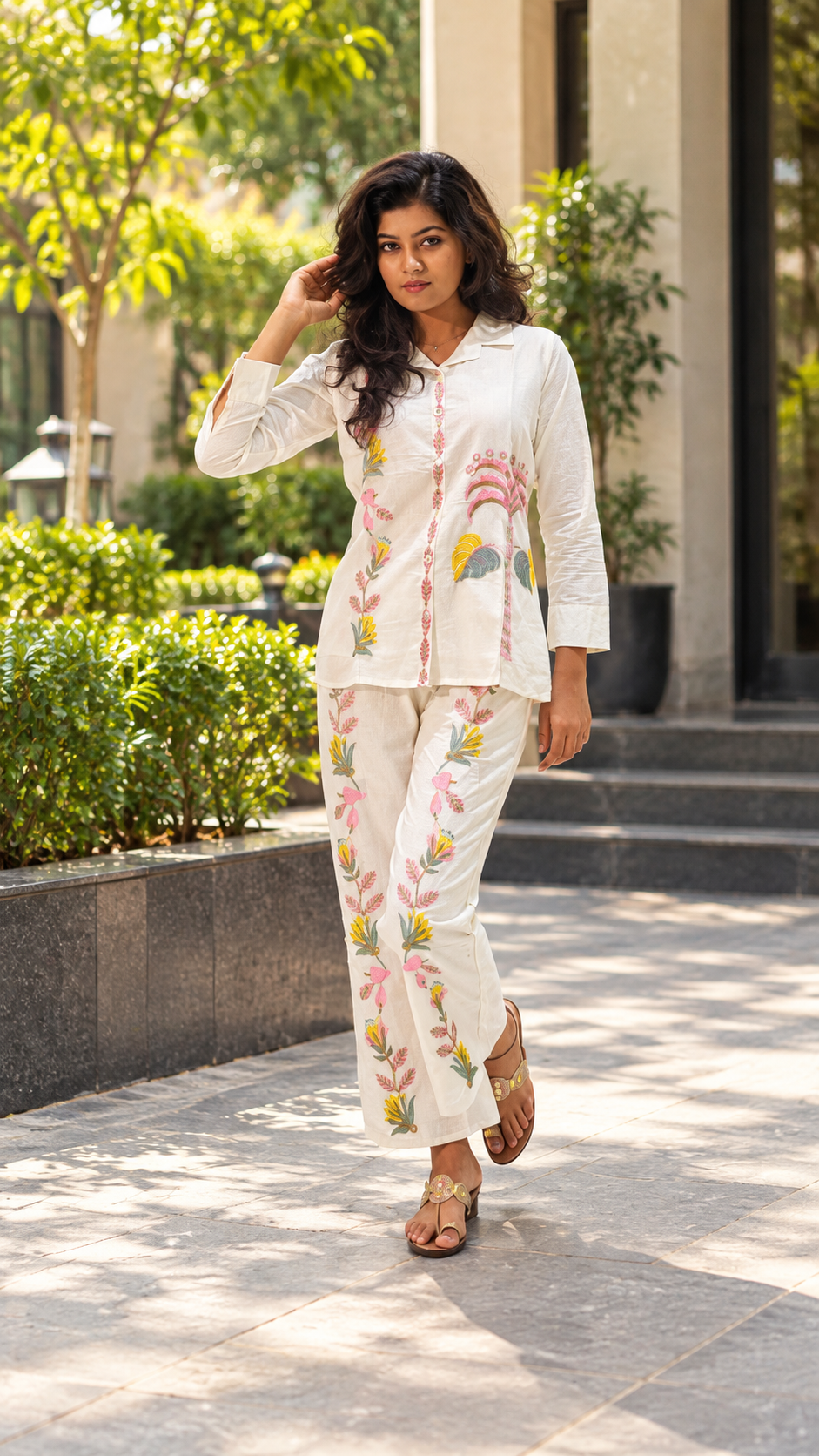 chic white cotton cord set