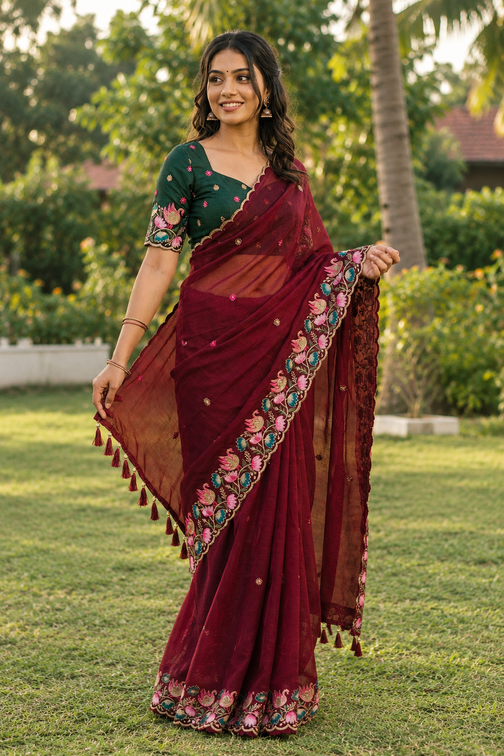 mashroom silk saree