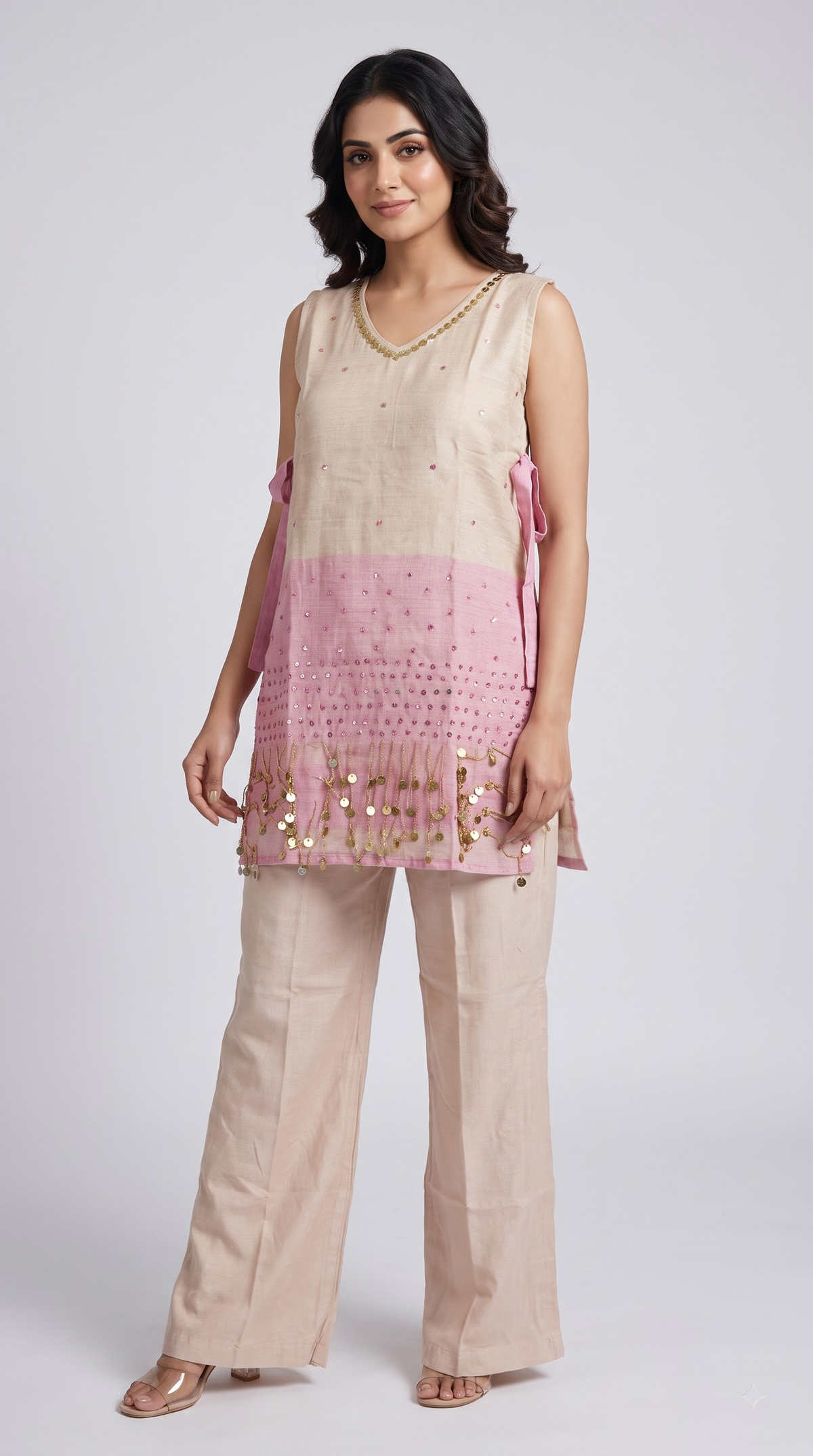 dual-tone linen co-ord set