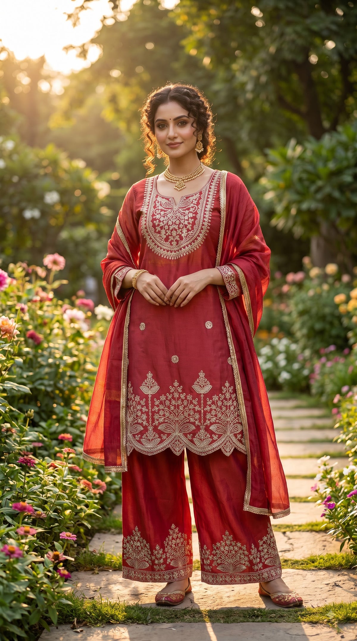 Chanderi Silk 3-Piece Sharara & Dupatta Set