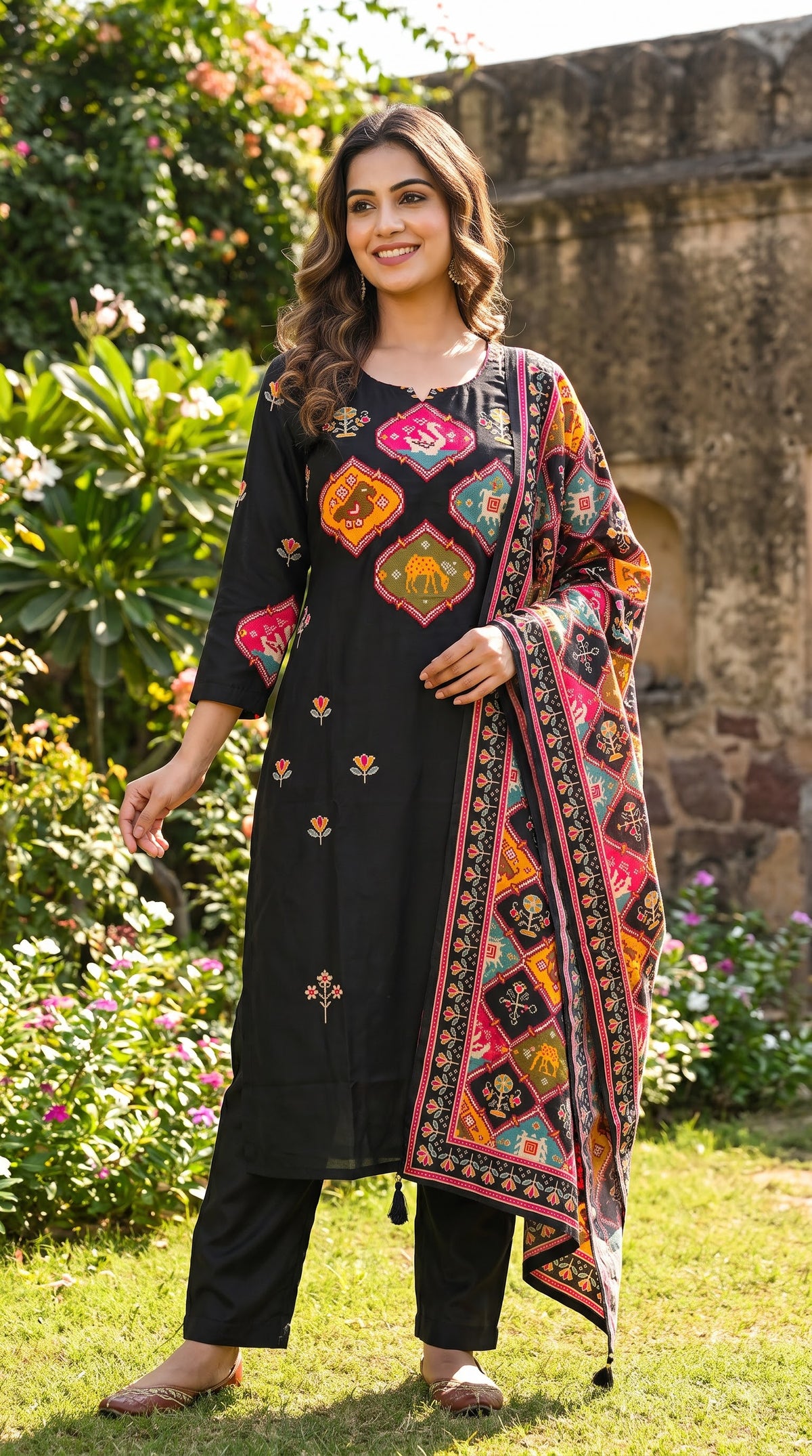 Dola silk straight cut salwar suit set
