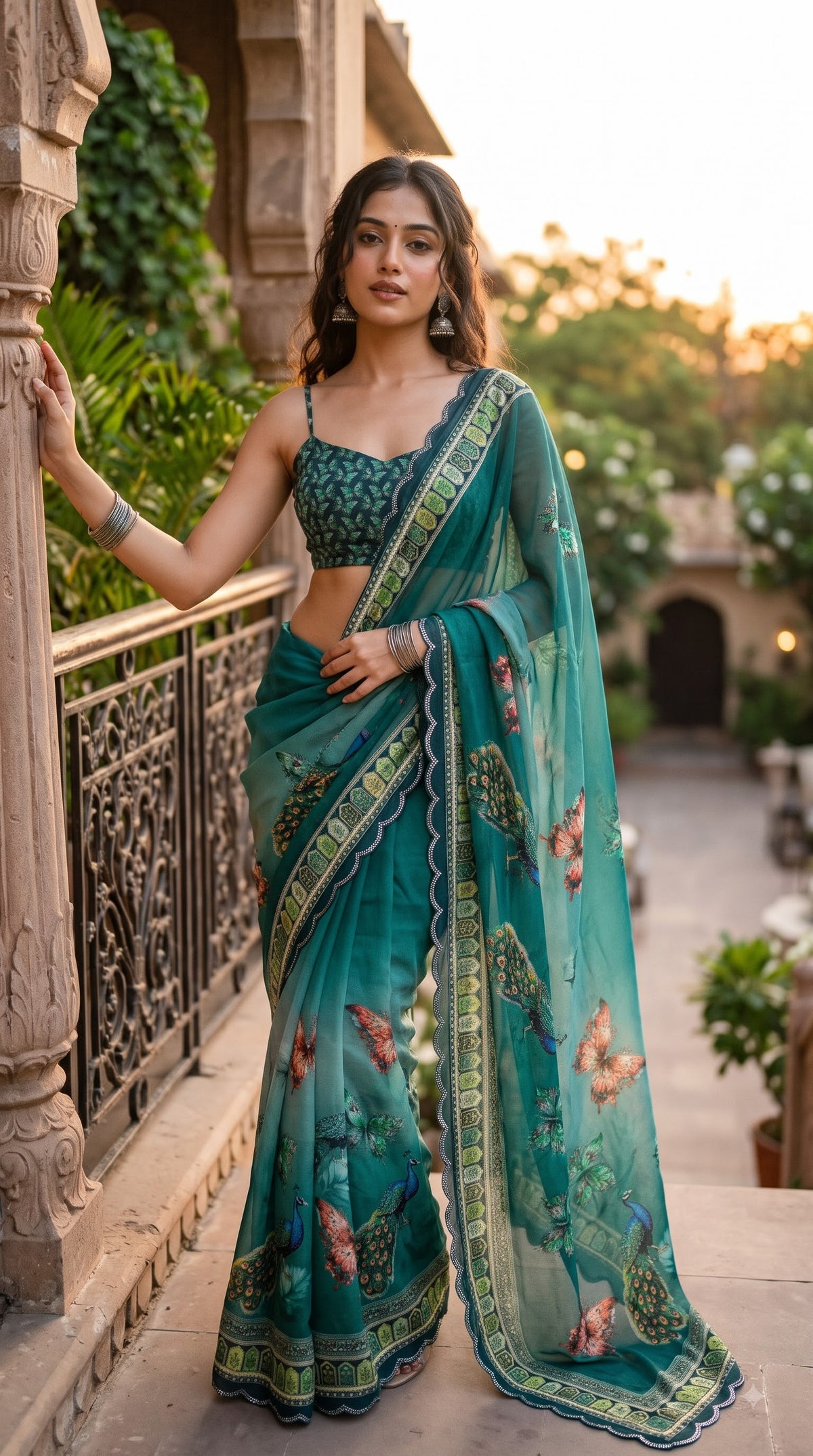 Sandy Crape digital print saree