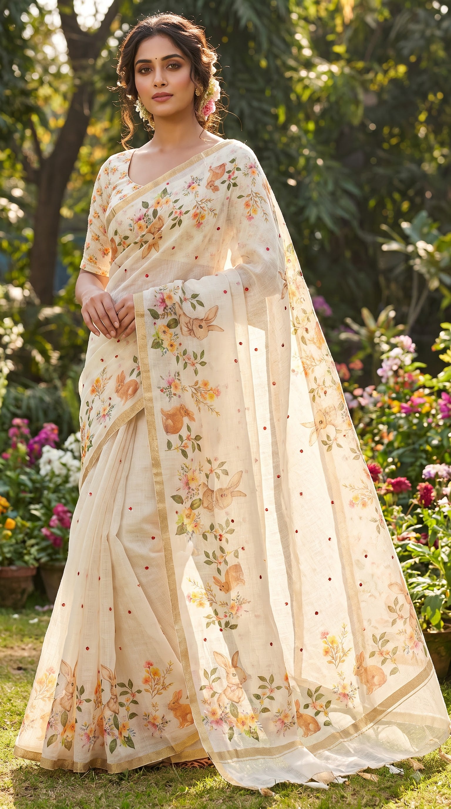 linen slub saree