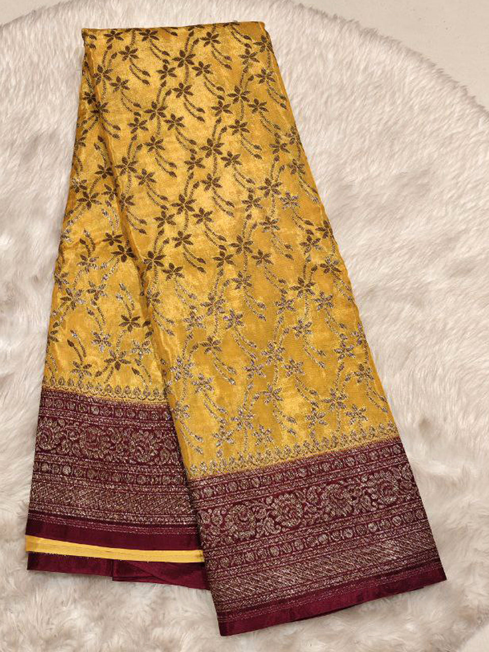 Raspberry Crepe Saree