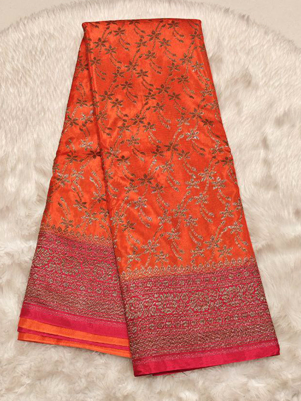 Raspberry Crepe Saree