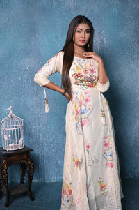 Digital Floral Print And Stone Work Kurti