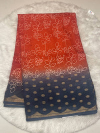 Bhagalpuri Silk Blend Ombré Saree with Gold Zari