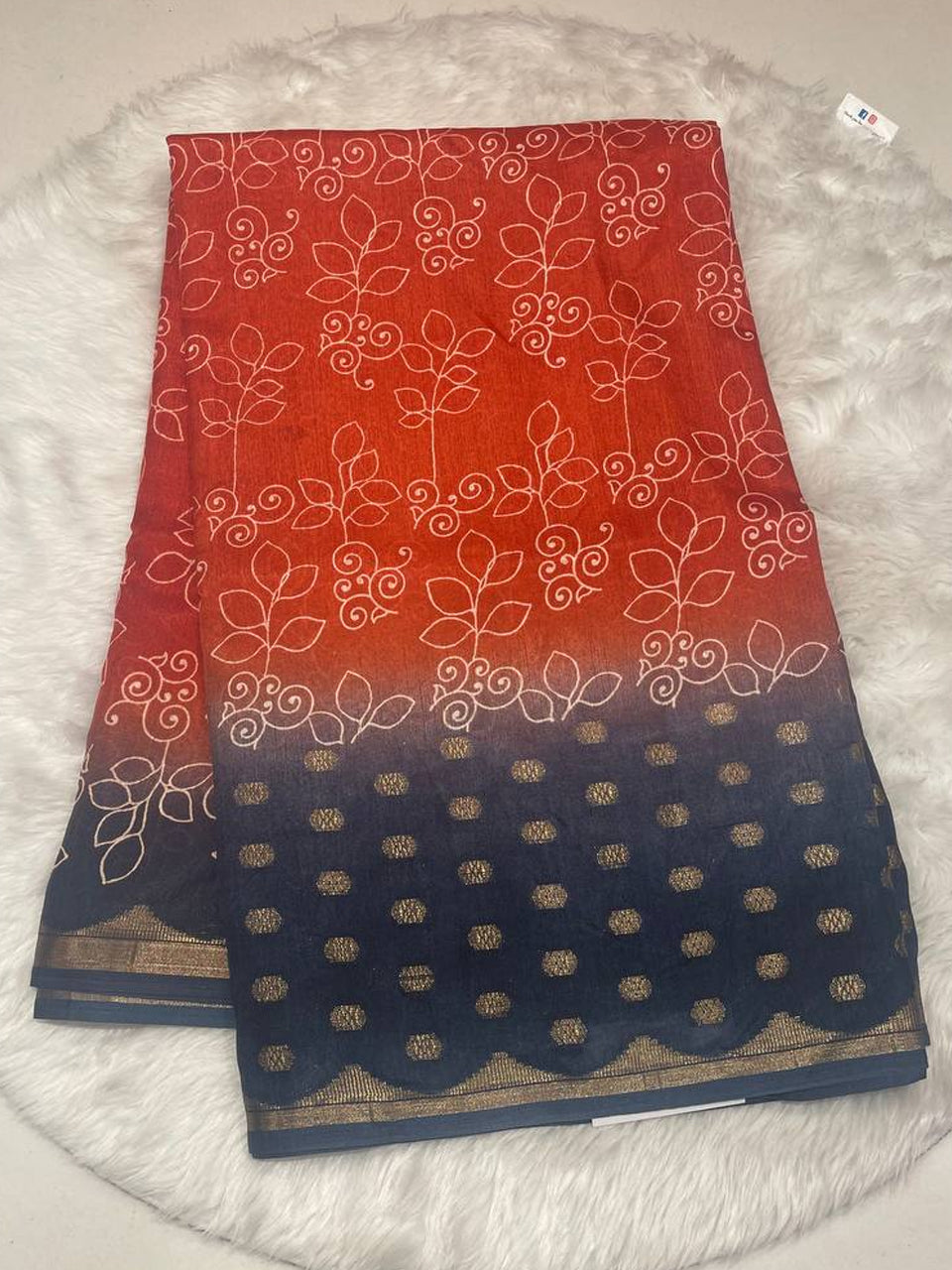 Bhagalpuri Silk Blend Ombré Saree with Gold Zari
