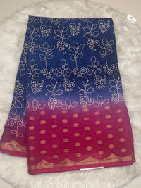 Bhagalpuri Silk Blend Ombré Saree with Gold Zari