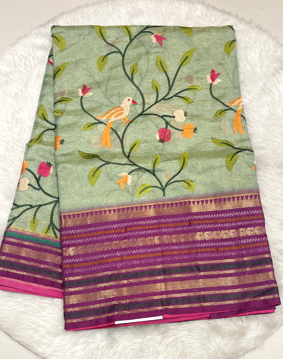 Malbar Tissue Pattu Saree